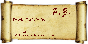 Pick Zalán névjegykártya